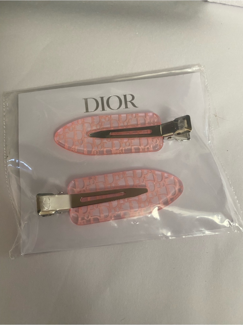 Dior Pink Logo Hair Clips - Picture 2 of 5